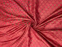 Red Colour Floral Semi Soft Brocade Fabric