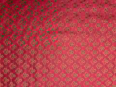 Red Colour Floral Semi Soft Brocade Fabric