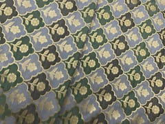 Grey Colour Geometric Semi Soft Brocade Fabric