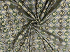 Grey Colour Geometric Semi Soft Brocade Fabric