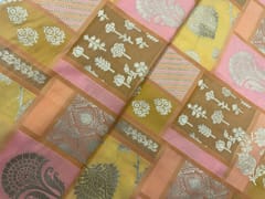Mustard Colour Geometric Semi Soft Brocade Fabric