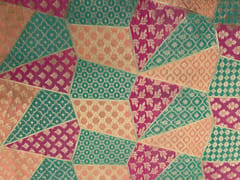 Green MultiColour Colour Geometric Semi Soft Brocade Fabric