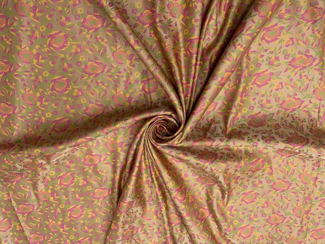 MultiColour Colour Floral Resham Brocade Silk Fabric