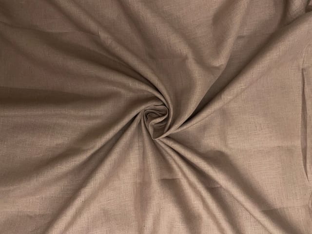 Natural Brown Colour Plain Pure Linen Fabric - 60 Lea