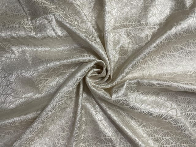 Cream Colour Floral Pure Brocade Fabric