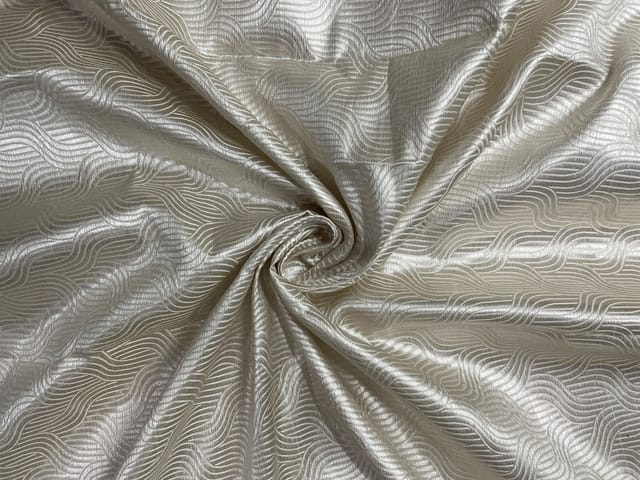 Cream Colour Geometric Pure Brocade Fabric