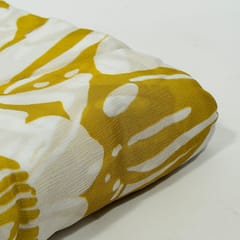 Cream and Green Colour Chiffon Digital Printed Fabric