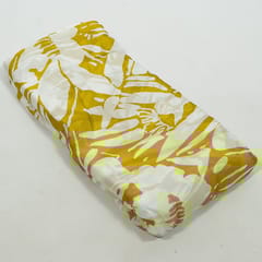 Cream and Green Colour Chiffon Digital Printed Fabric