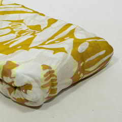 Cream and Green Colour Chiffon Digital Printed Fabric