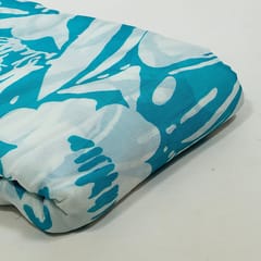 Cream and Blue Colour Chiffon Digital Printed Fabric