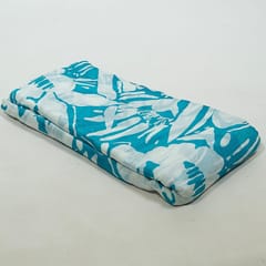 Cream and Blue Colour Chiffon Digital Printed Fabric