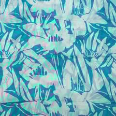 Cream and Blue Colour Chiffon Digital Printed Fabric