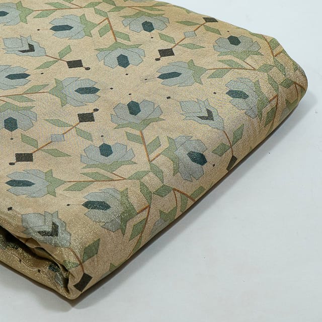 Multi Colour Tissue Upada Silk Digital Printed Fabric