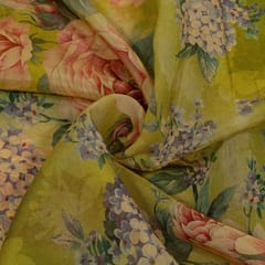 Multi Colour Tissue Organza Digital Printed Fabric