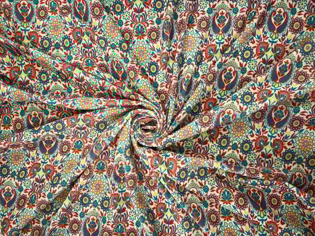 MultiColour Abstract Velvet Fabric