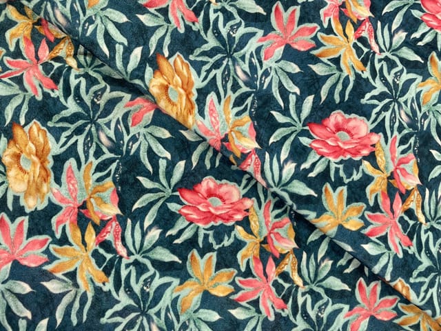 MultiColour Floral Velvet Fabric
