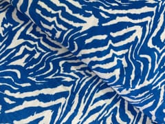 White Blue Quirky Velvet Fabric