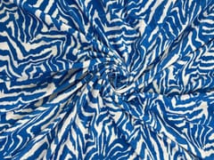 White Blue Quirky Velvet Fabric