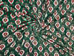 Green Abstract Velvet Fabric