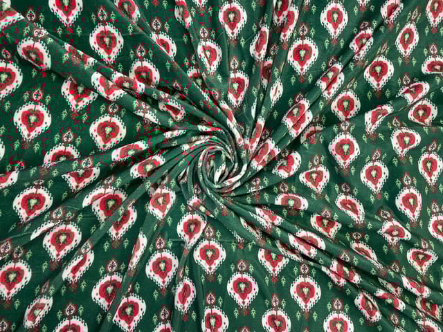 Green Abstract Velvet Fabric