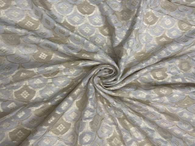 Golden Colour Geometric Dyeable Viscose Organza Fabric