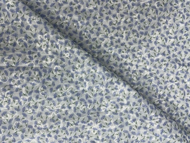 Light Lavender Colour Floral Flat Embroiderd Chiffon Fabric