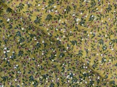 Yellow Colour Floral Flat Sequence Chiffon Fabric