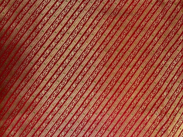 Red Stripes Semi Brocade Fabric