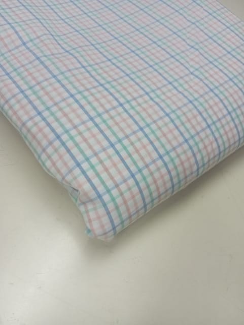 Multi Colour Rose Pink Cotton Check fabric