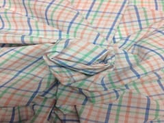 Multi Colour Rose Pink Cotton Check fabric