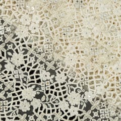 White Dyeable Net Cutwork Embroidered Fabric