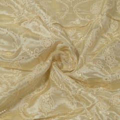Dyeable Tissue Upada Embroidered Fabric