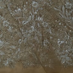 Brown Colour Imported Net Embroidered Fabric