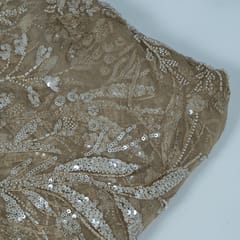 Brown Colour Imported Net Embroidered Fabric