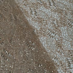 Brown Colour Imported Net Embroidered Fabric