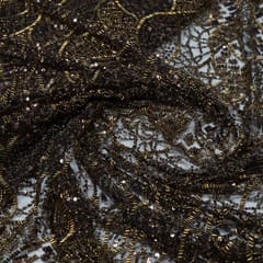 Brown Colour Imported Net Embroidered Fabric
