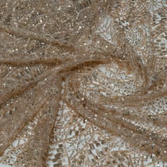 Brown Colour Imported Net Embroidered Fabric