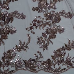 Brown Colour Imported Net Embroidered Fabric