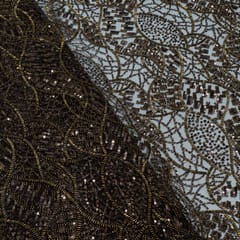 Brown Colour Imported Net Embroidered Fabric