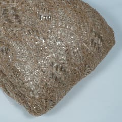 Brown Colour Imported Net Embroidered Fabric