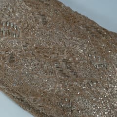 Brown Colour Imported Net Embroidered Fabric