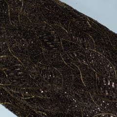 Brown Colour Imported Net Embroidered Fabric