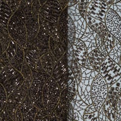 Brown Colour Imported Net Embroidered Fabric