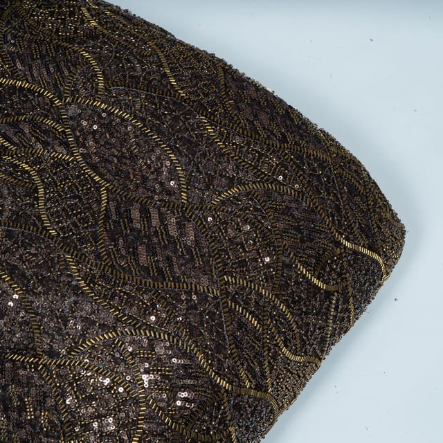 Brown Colour Imported Net Embroidered Fabric