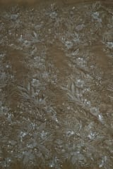 Brown Colour Imported Net Embroidered Fabric