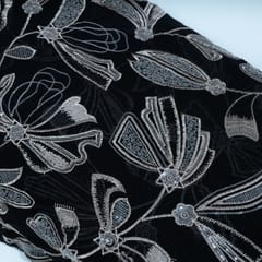 Black Colour Georgette Embroidered Fabric