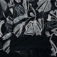 Black Colour Georgette Embroidered Fabric