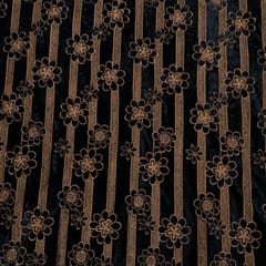 Black Colour Velvet Cutwork Embroidered Fabric