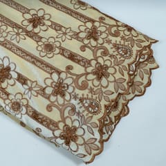 Off White Colour Velvet Cutwork Embroidered Fabric
