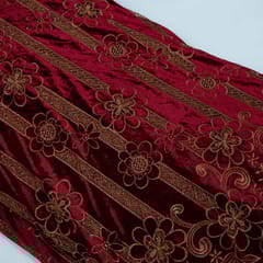 Maroon Colour Velvet Cutwork Embroidered Fabric